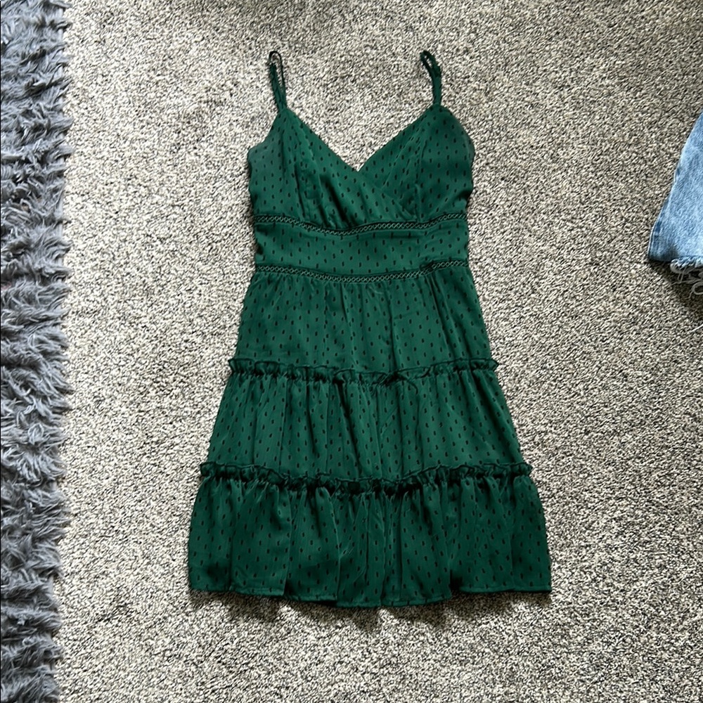 Altar'd State Green Ruffled Wrap Mini Dress